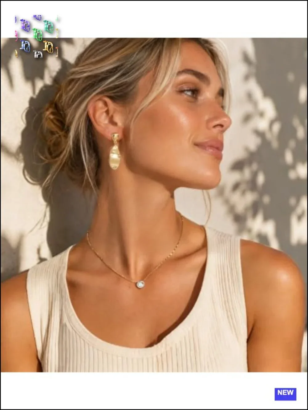 14K Gold Plated Geometric Textured Waterdrop Dangle Earrings Lightweight
